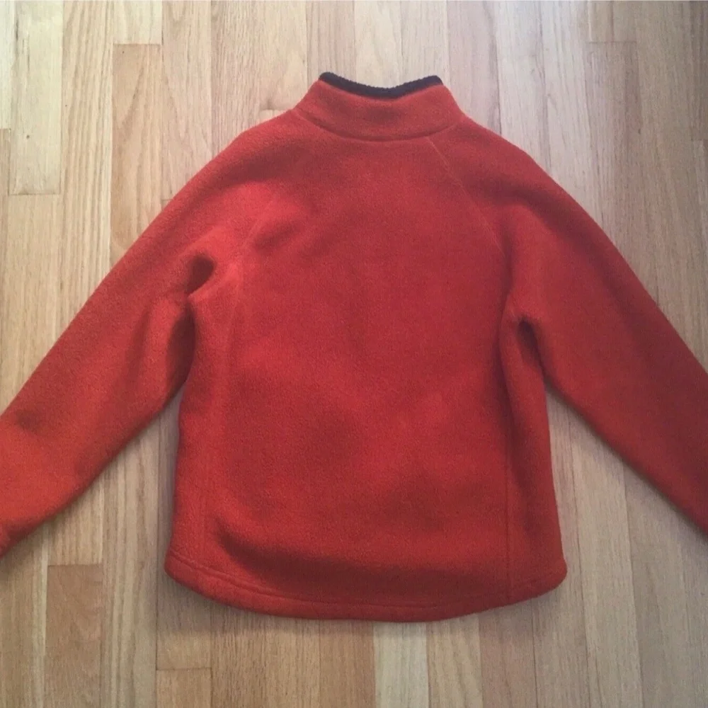 GAP Boy Fleece Jacket Size 7 8 Thick Zip Up Orange Navy Fall Winter